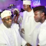 From right: Vice President Yemi Osinbajo, Sanator Bukola Saraki, Mrs. Toyin Saraki and former President Olusegun Obasanjo