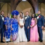 The couple with the bride’s family. From left – Mr. Iheanyi Ekechukwu, Dr. Peter Ekechukwu, Mrs. Angela Ekechukwu, Mrs. Nneka Soyinka, Mr. Tunlewa Soyinka, Ms. Chizoma Ekechukwu, and Mr. Obinna Ekechukwu.