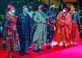 Ogun State governor and others wearing clothes made from Adire textile material