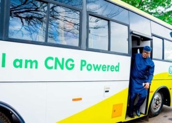 Ogun State Governor, Dapo Abiodun coming out of of the states CNG-Powered Buses.
