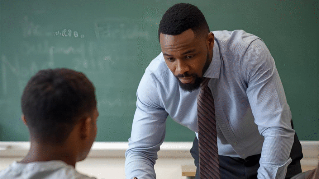 Teacher and student in the classroom
