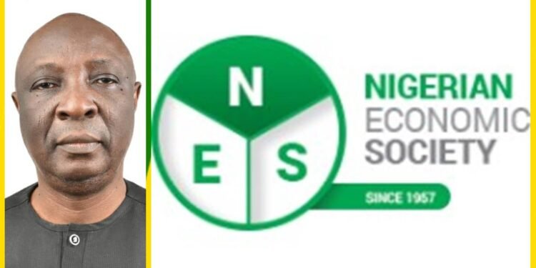 Professor Adeola Adenikinju besides Nigerian Economic Society (NES)'s logo.