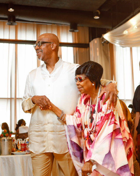 Ogun State Governor Dapo Abiodun with his mother, Mrs. Victoria Olaitan Abiodun, celebrating her 90th birthday