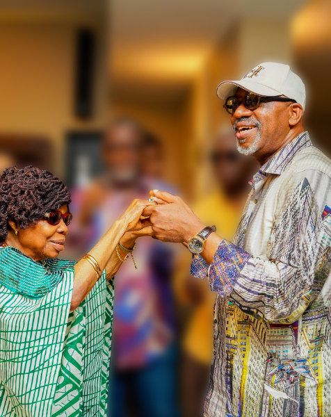 Ogun State Governor Dapo Abiodun with his mother, Mrs. Victoria Olaitan Abiodun, celebrating her 90th birthday