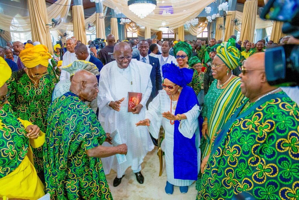 Former President Olusegun Obasanjo and other dignitaries attending the 90th birthday of Chief (Mrs.) Victoria Olaitan Abiodun.