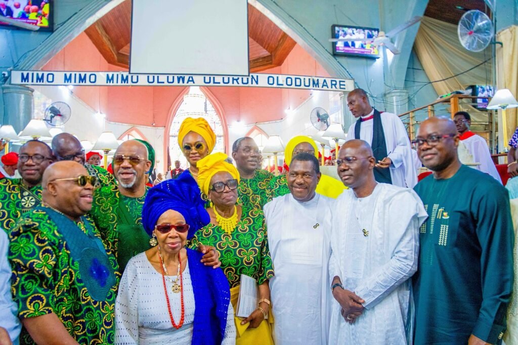 Governor Dapo Abiodun with fellow governors Babajide Sanwo-Olu, Seyi Makinde, and Ademola Adeleke at the 90th birthday celebration.