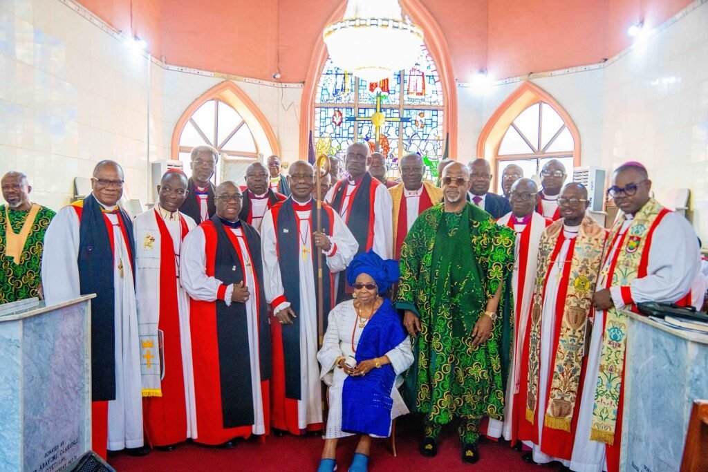 Clergy men, Dapo Abiodun and Mother at the latter 90th birthday party in Iperu