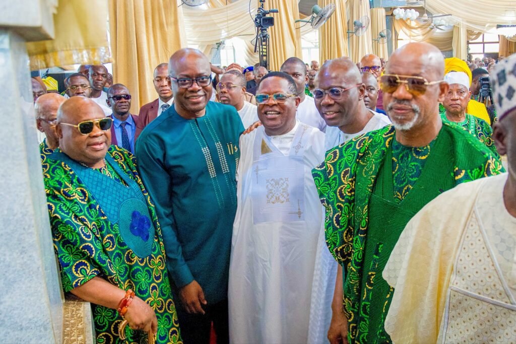 Governor Dapo Abiodun with fellow governors Babajide Sanwo-Olu, Seyi Makinde, and Ademola Adeleke at the 90th birthday celebration.
