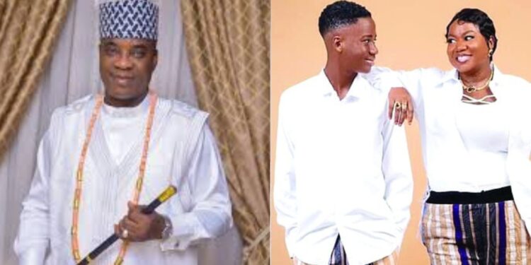 Image of Kwam 1, son Malik and Bisola Badmus.