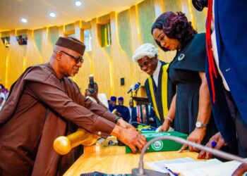 Governor Dapo Abiodun presenting the 2026 budget to the state assembly.